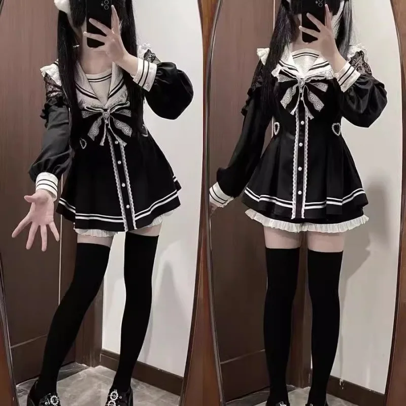 Slim Fit Suit Set - สาว Jirai Kei คอสเพลย์ชุดผู้หญิง Lace Patchwork