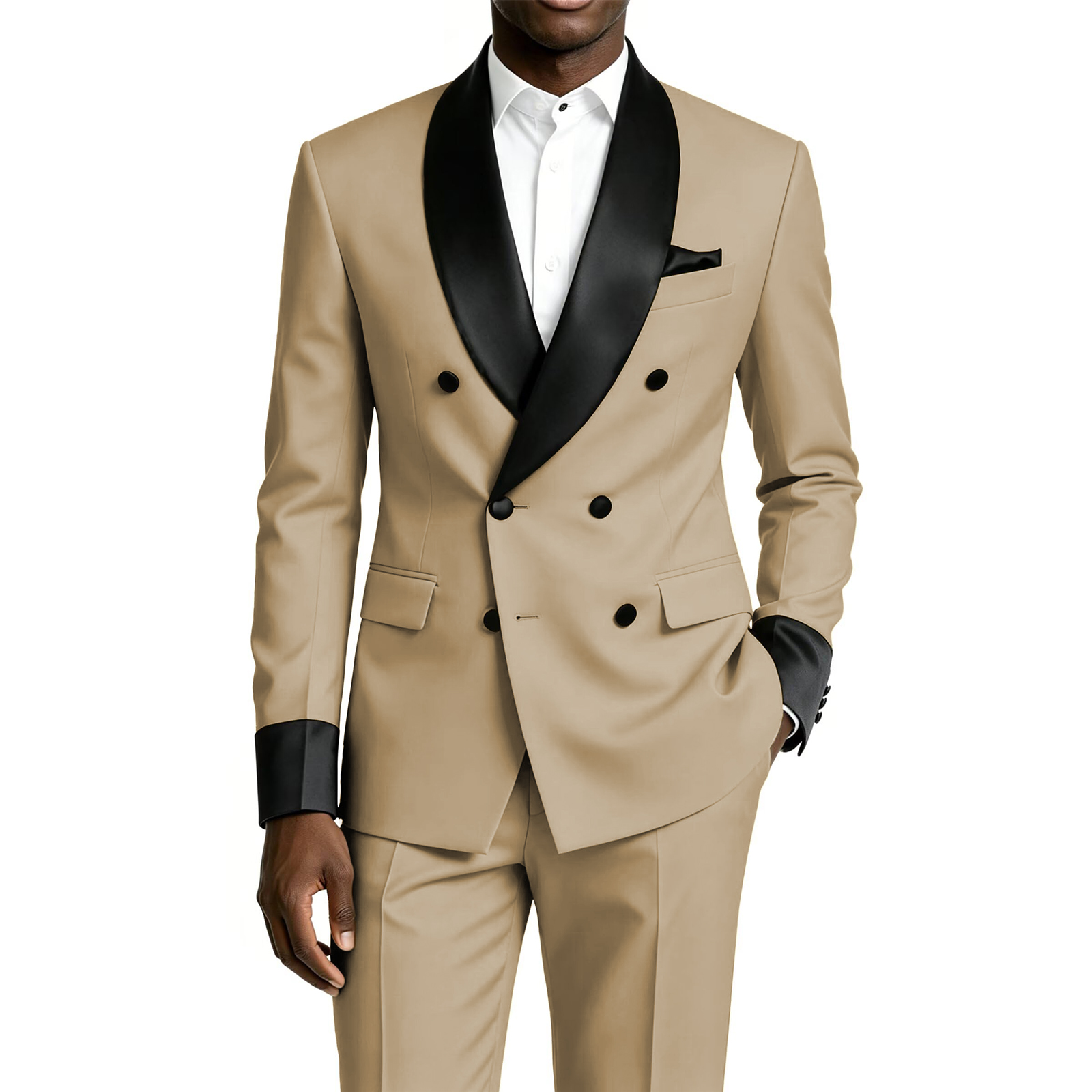 Men Formal Wear For Dinner - ชุดทักซิโด้ผู้ชาย 2 ชิ้น ทรงเข้ารูป ปกชาล ลาเปล