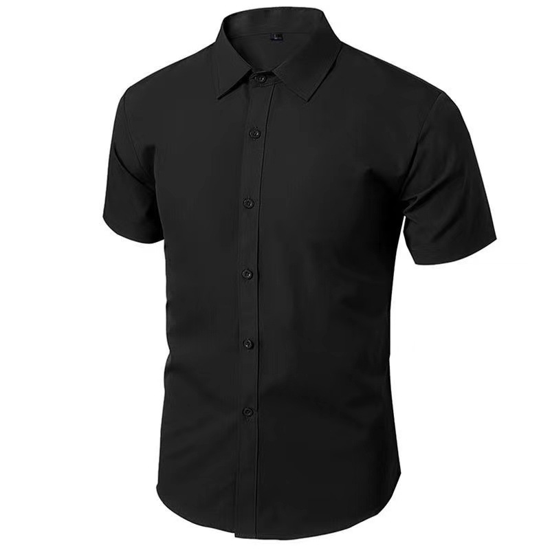Men'S Gothic Formal Wear - แขนสั้นผู้ชายสไตล์เกาหลีสลิมธุรกิจลําลองสวมใส่อย่างเป็นทางการบริสุทธิ์มืออาชีพทํางานหล่อนิ้วเสื้อ