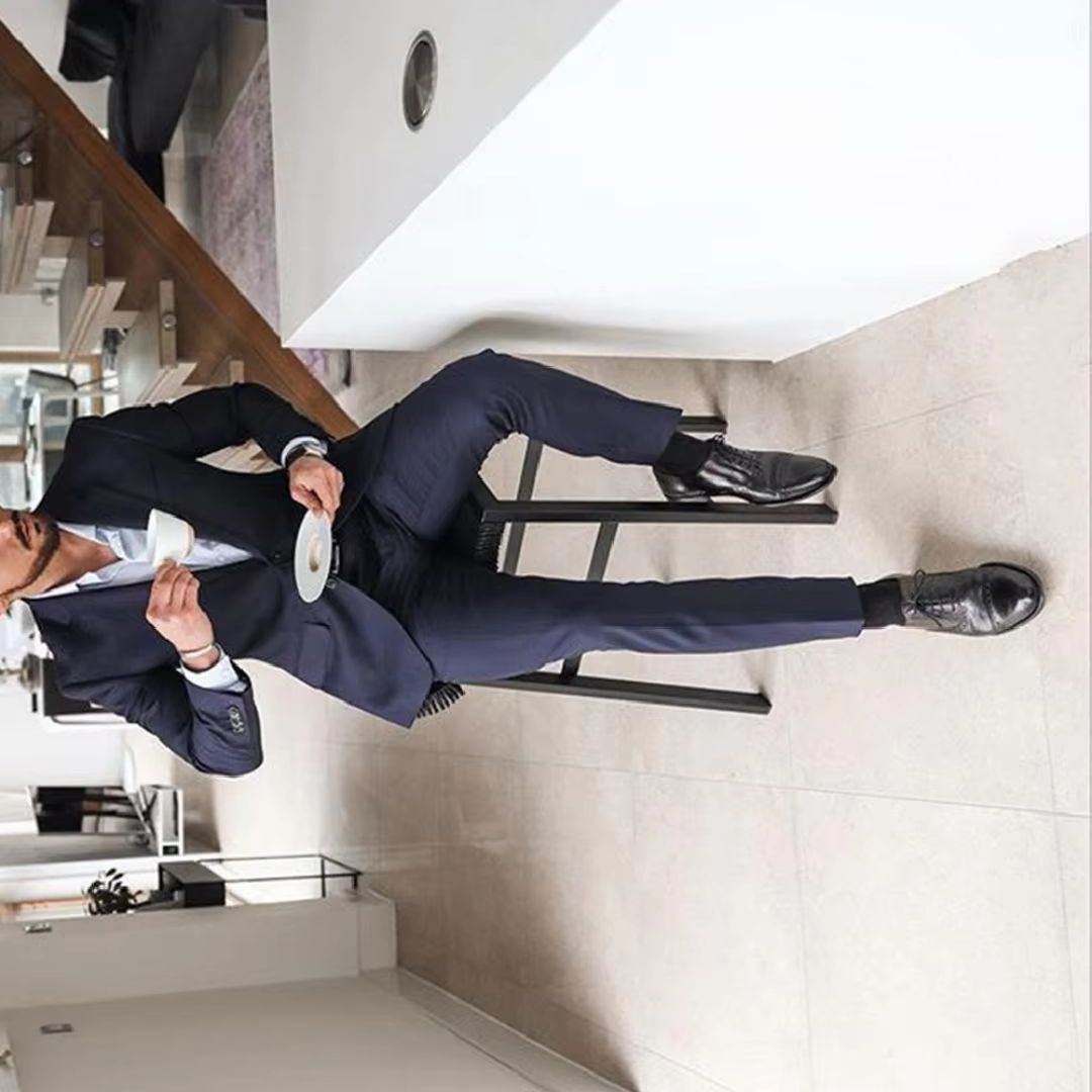Men Formal Wear For Dinner - ชุดทักซิโด้ผู้ชายสีน้ำเงินกรมท่า 2 ชิ้น สำหรับเพื่อนเจ้าบ่าวและเจ้าบ่าว งานแต่งงาน งานเลี้ยงอาหารค่ำ