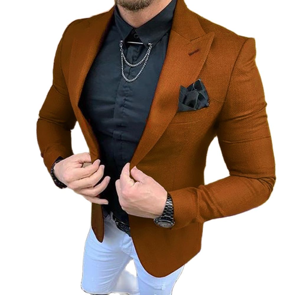 Men Formal Party Wear Dress - ผู้ชายชุด 2 ชิ้นเสื้อผ้าปรับแต่ง Slim ชุดราตรีสีน้ําตาล Blazer