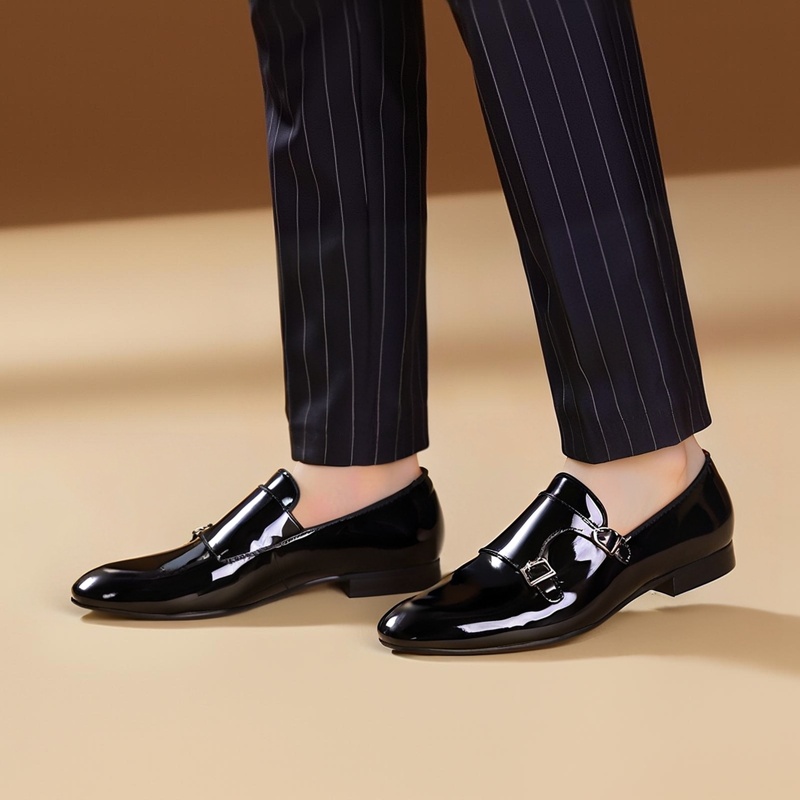 Piergitar ใหม่สีดําสิทธิบัตรหน - Men'S Formal Party Wear Shoes บทวิจารณ์และราคา