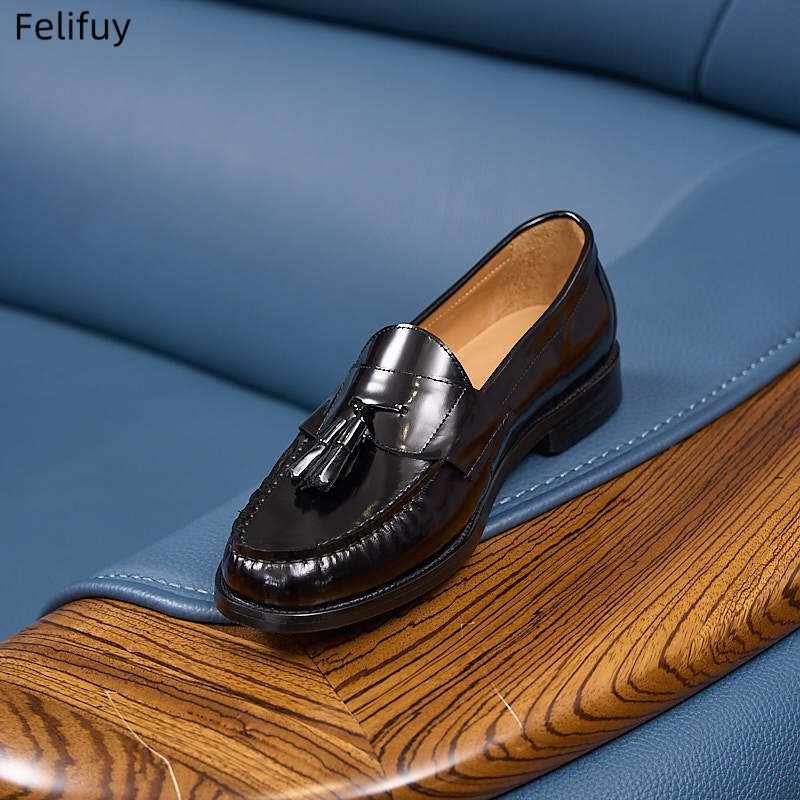 รองเท้าหนังแท้ผู้ชายแบบสวม สไต - Patent Leather Oxford บทวิจารณ์และราคา