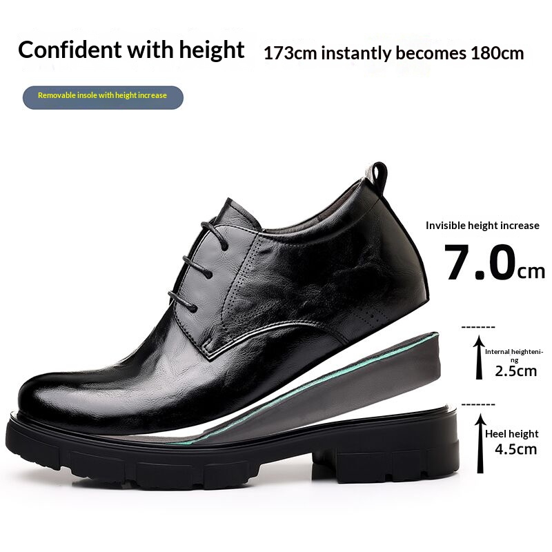 รองเท้าหนังเพิ่มความสูง 7 ซม.  - Formal Men Daily Wear Slippers บทวิจารณ์และราคา