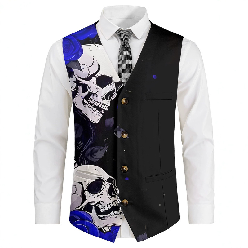 เสื้อกั๊กสูทผู้ชาย ลายพิมพ์หัว - Men'S Gothic Formal Wear บทวิจารณ์และราคา