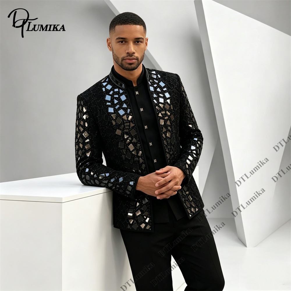 ชุดสูทผู้ชายสีดำคอจีน ประดับกร - Men'S Formal Wear For Office บทวิจารณ์และราคา