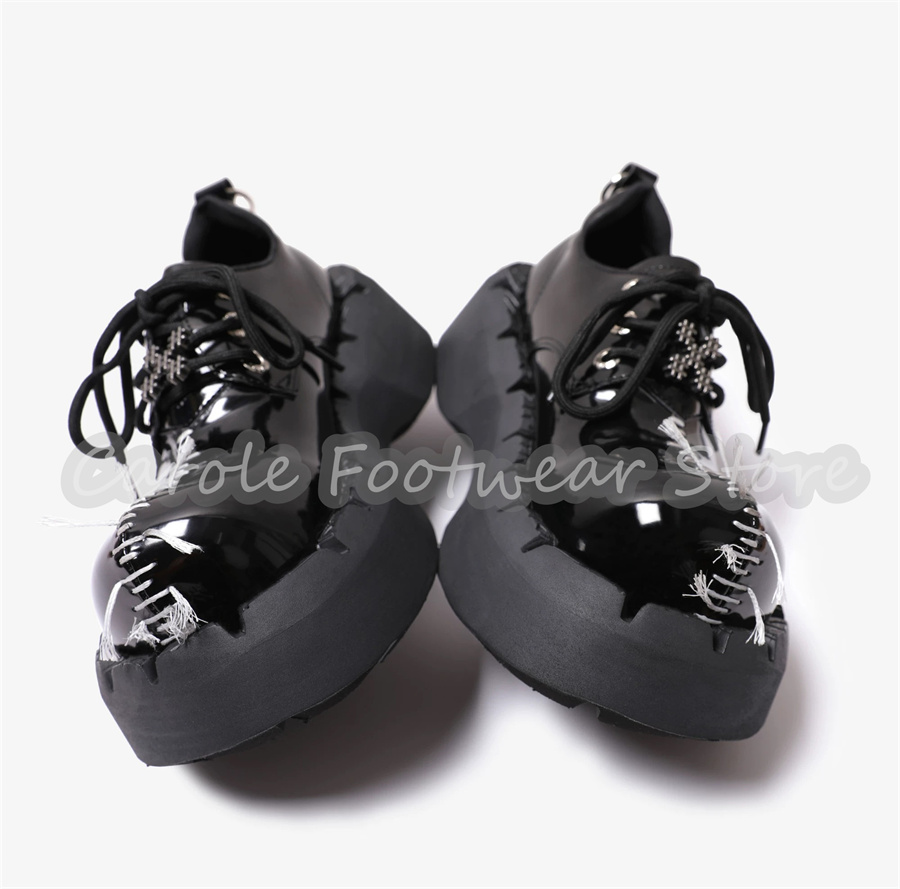 รองเท้าผู้ชายทรงหนาเสริมส้นแบบ - Patent Leather Oxford บทวิจารณ์และราคา