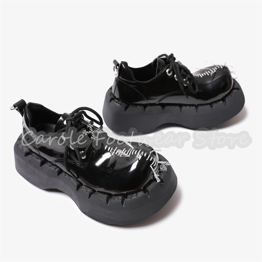 รองเท้าผู้ชายทรงหนาเสริมส้นแบบ - Patent Leather Oxford บทวิจารณ์และราคา