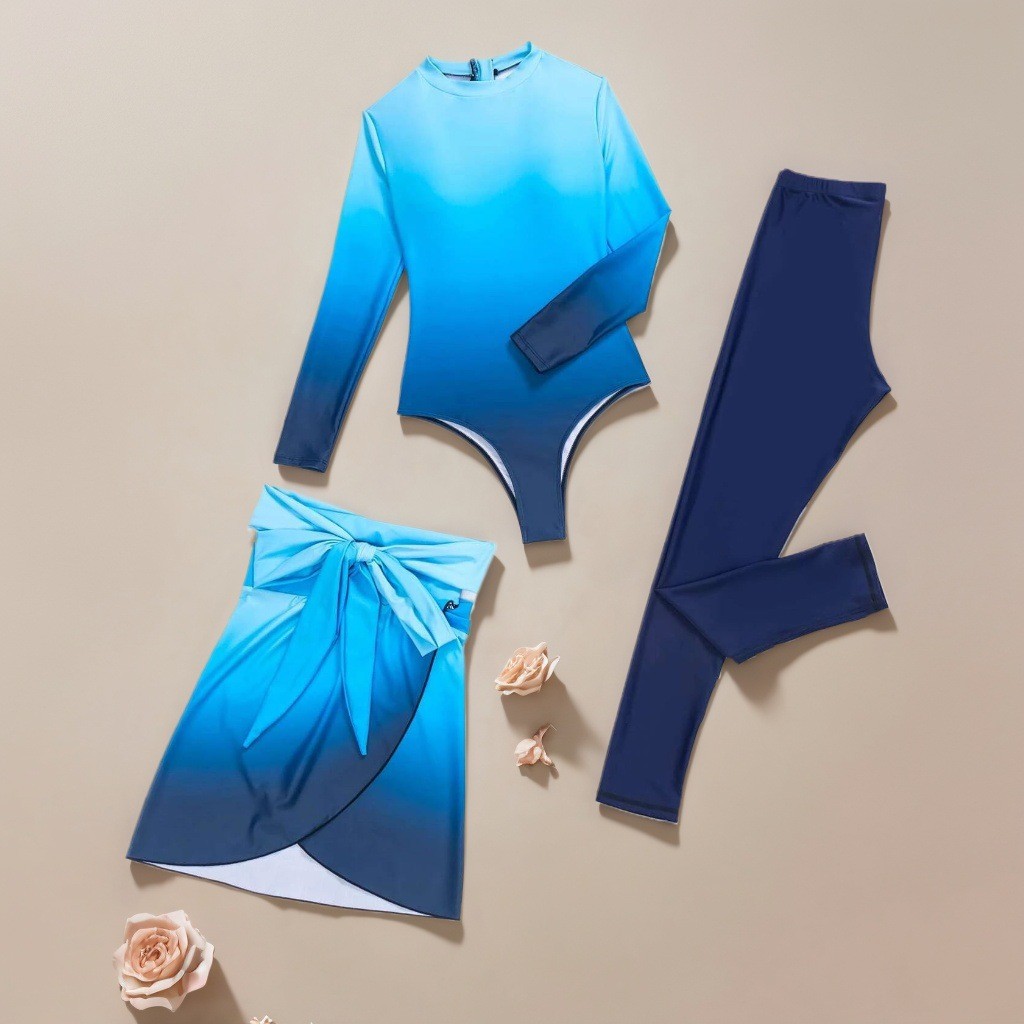 ชุดว่ายน้ำแขนยาวสีฟ้า ชุดว่ายน - Slim Fit Suit Set บทวิจารณ์และราคา