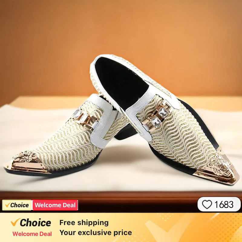 รองเท้าหนังผู้ชายทรงหัวเหล็ก ล - Men'S Formal Party Wear Shoes บทวิจารณ์และราคา
