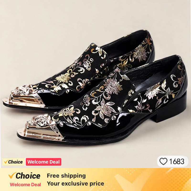 รองเท้าหนังผู้ชายทรงหัวเหล็ก ล - Men'S Formal Party Wear Shoes บทวิจารณ์และราคา